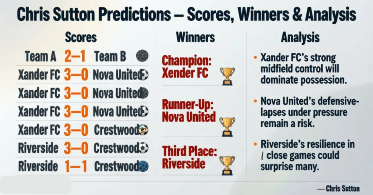 chris sutton predictions – scores, winners and analysis